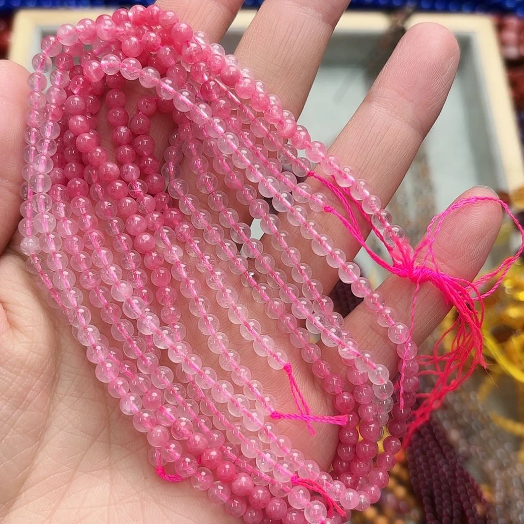 玛瑙/玉髓未镶嵌珠宝半成品卡4渐变樱花语圆珠一条