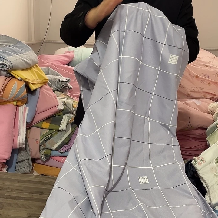 万***缘莫代尔纤维长绒棉灰色中格子3.3米