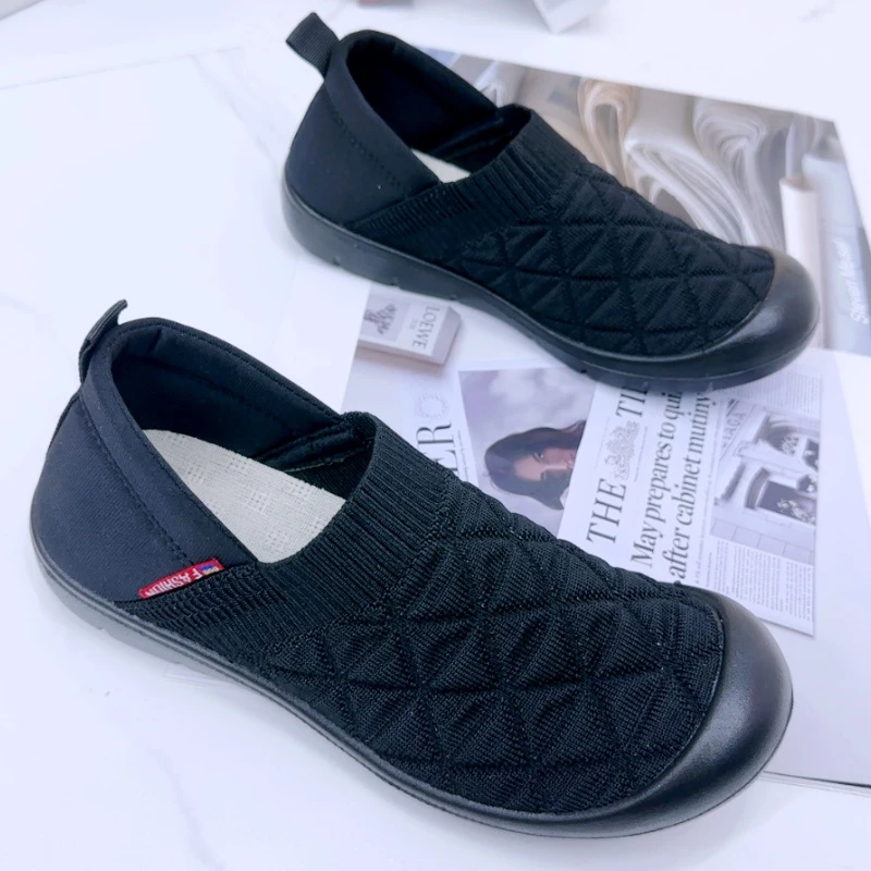 爆款春季老北京布鞋高弹飞织软底透气女单鞋休闲妈妈鞋宽脚袜子鞋