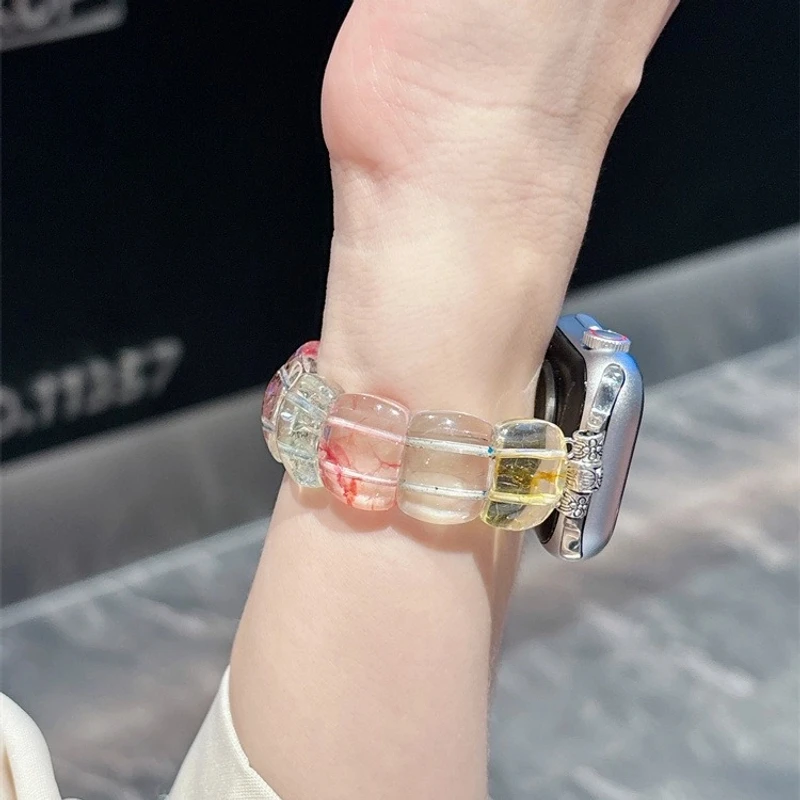 适用于 applewtach10苹果s9手表带iwatchse水晶石s8透明s7高级感