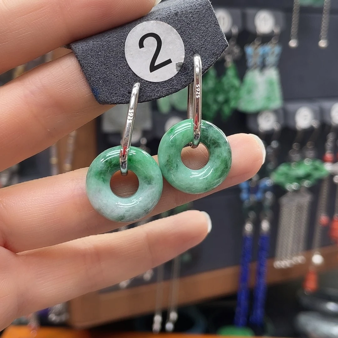 翡翠耳饰银S925镶嵌fjnghhgj