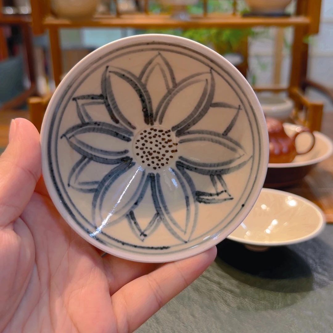 仿古定瓷斗笠 釉下彩斗笠 口10.5 芒口