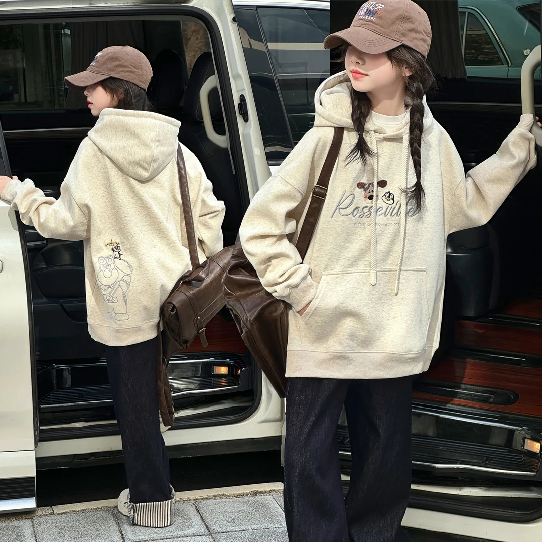 女童超好看韩系卫衣秋季2025新款儿童宽松慵懒上衣女大童连帽衣服