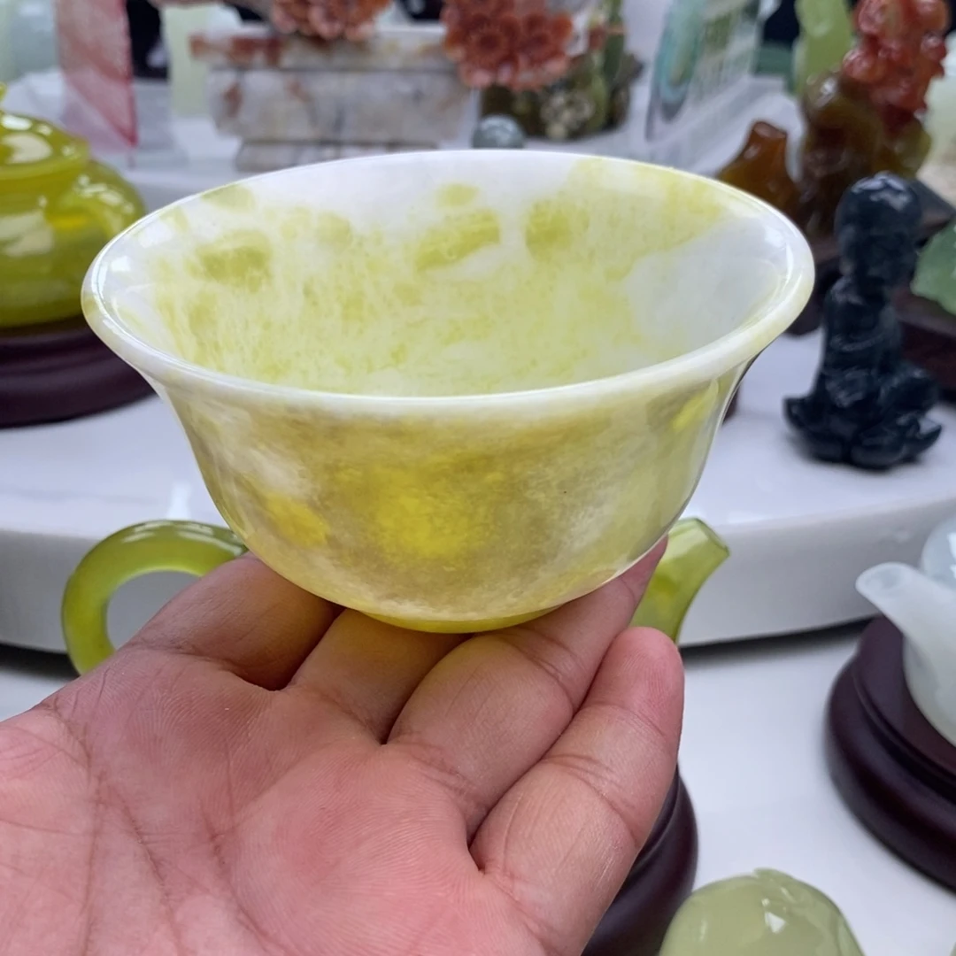 未镶嵌岫玉四大名玉茶碗