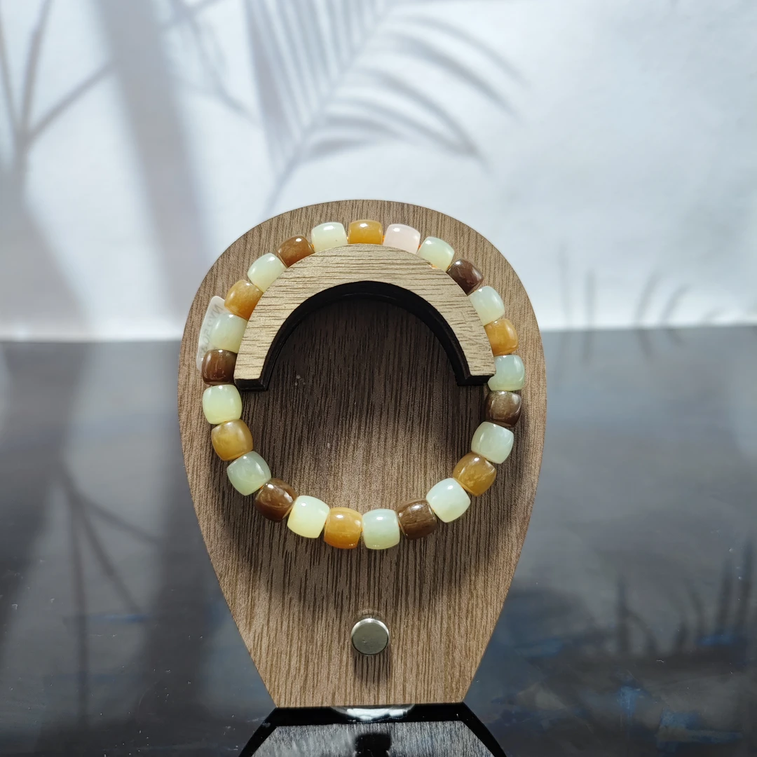 J和田玉多宝·桶珠手串（卡8）3217