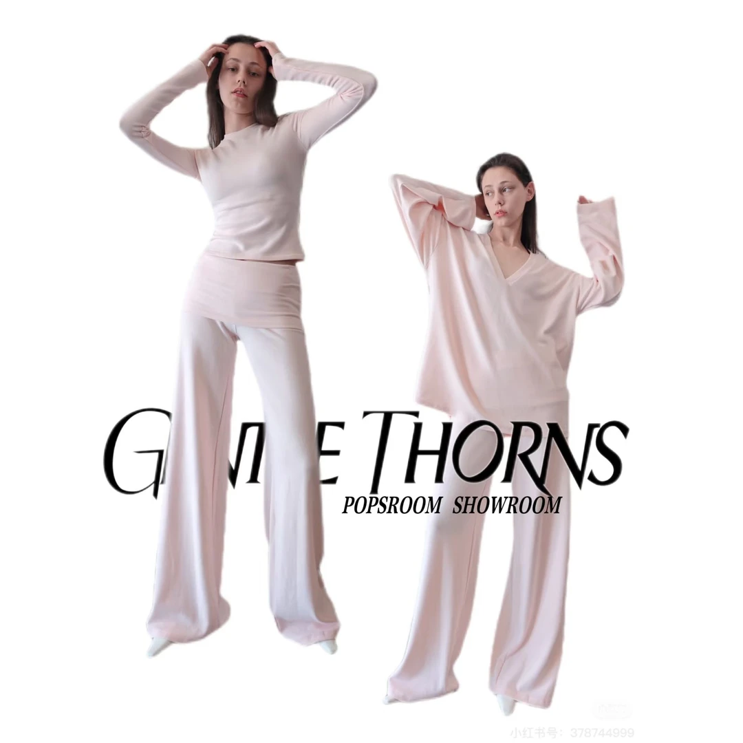 GENTLE THORNS 依翡丝保暖弹力休闲气质时尚宽松V领套装12590