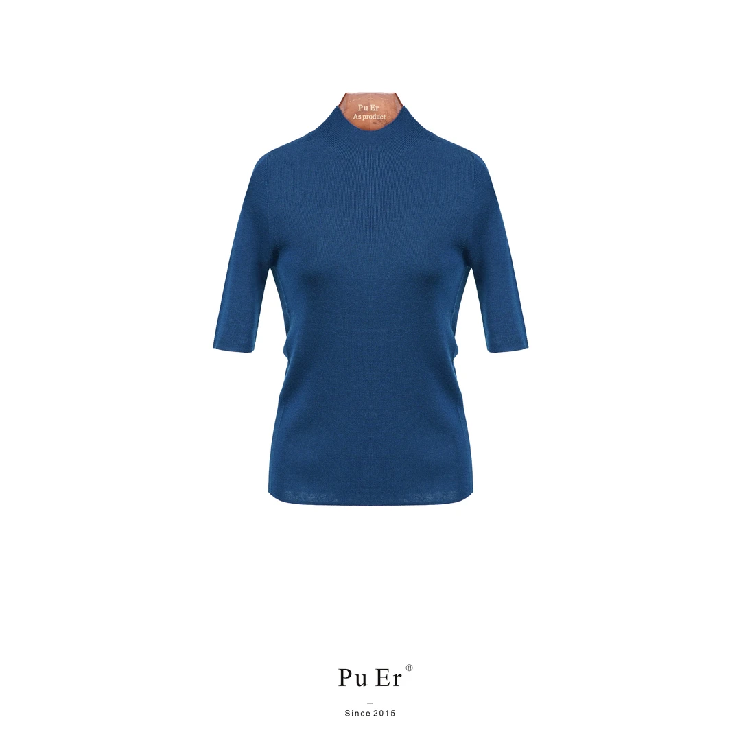 璞迩新春半高领针织半袖打底衫