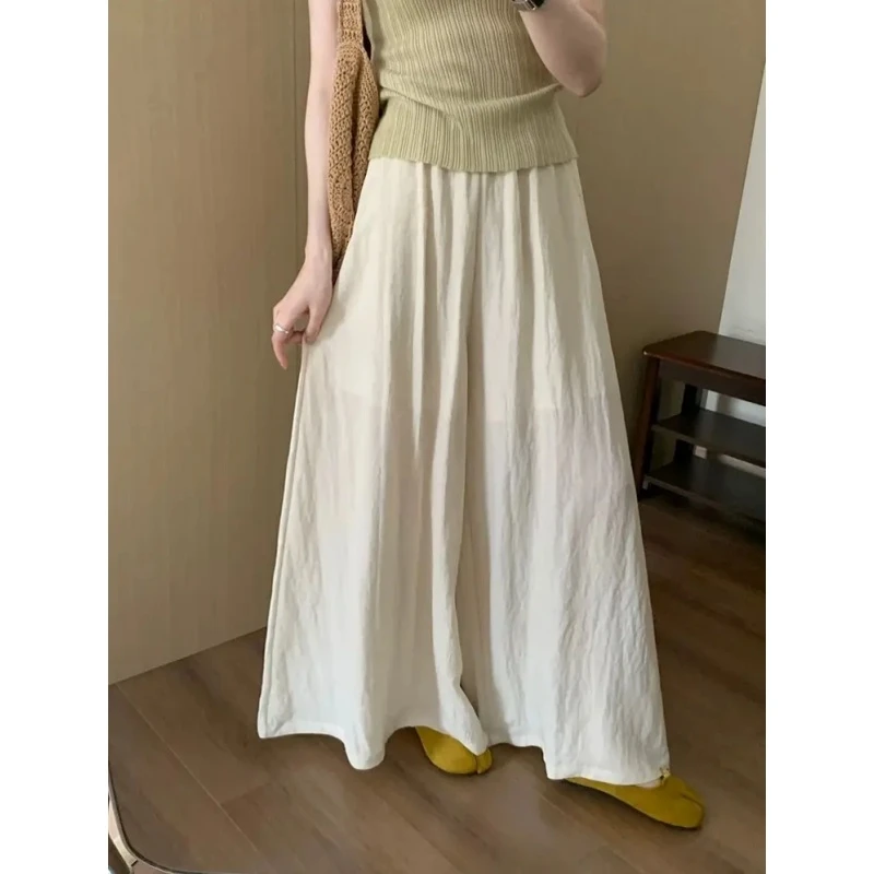 高腰显瘦洋气休闲夏季新款薄款大摆复古黑色A字阔腿裤垂感AM8037