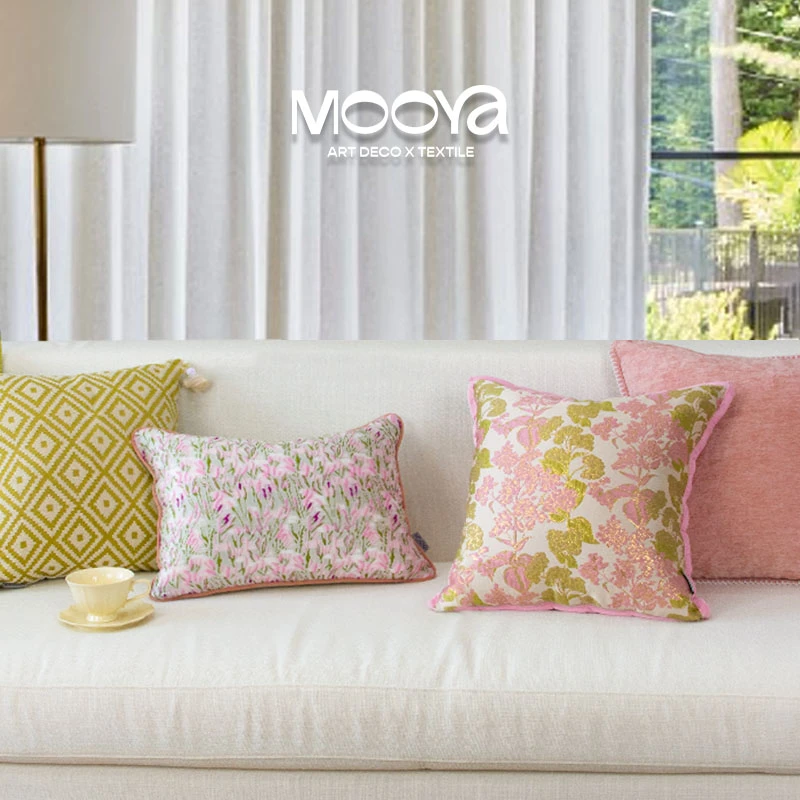 MOOYA芙蓉惹绿 法式粉色抱枕高级感网红客厅复古家用沙发靠枕套