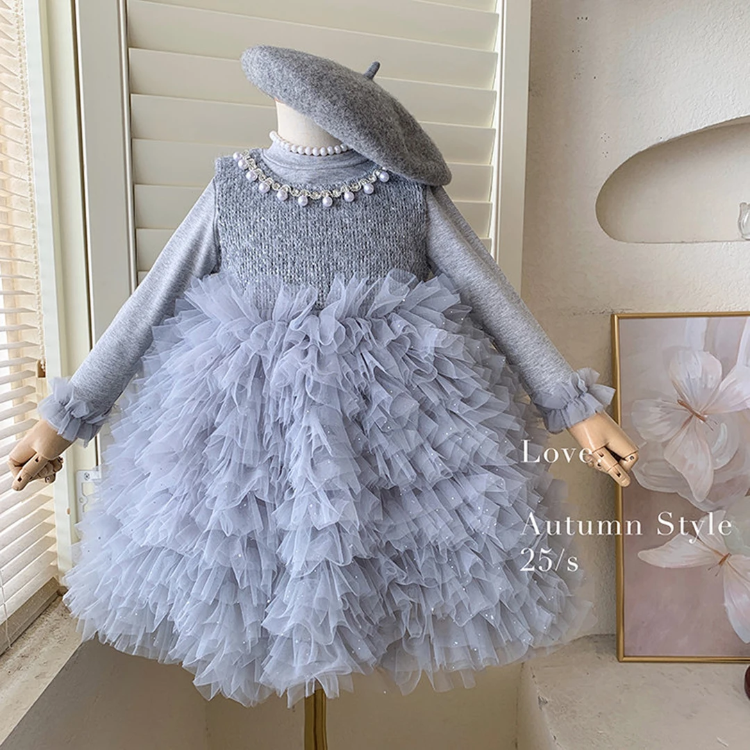 女童连衣裙春秋儿童洋气蛋糕背心裙小女孩蓬蓬公主裙生日礼服裙子