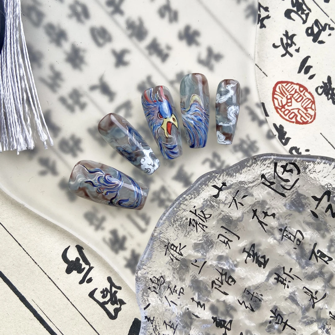 【青鸾】原创设计纯手绘国风显白超好看新款穿戴甲