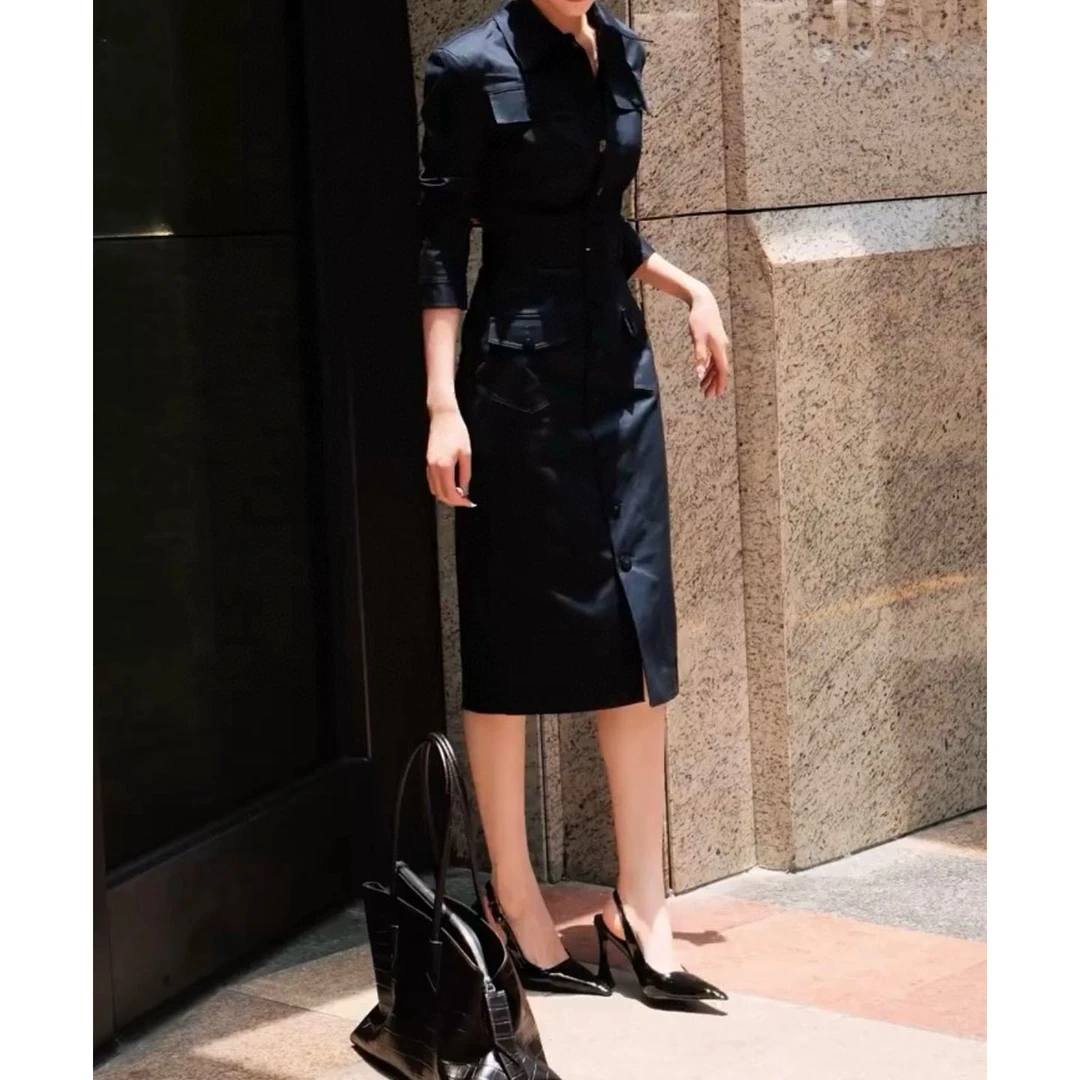 25工装风排扣经典风衣外套连衣裙酷飒休闲简约高级秋装新款女神范