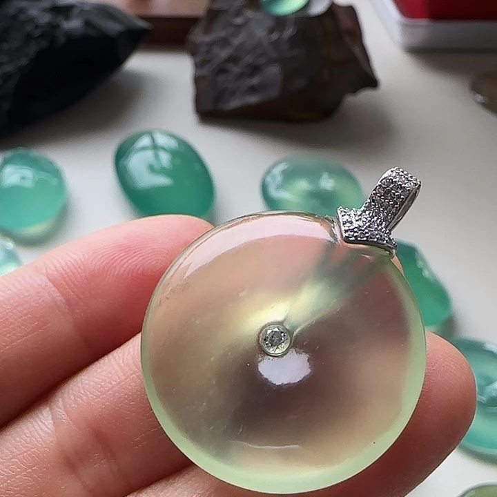 岫玉银S925镶嵌吊坠(不含链)