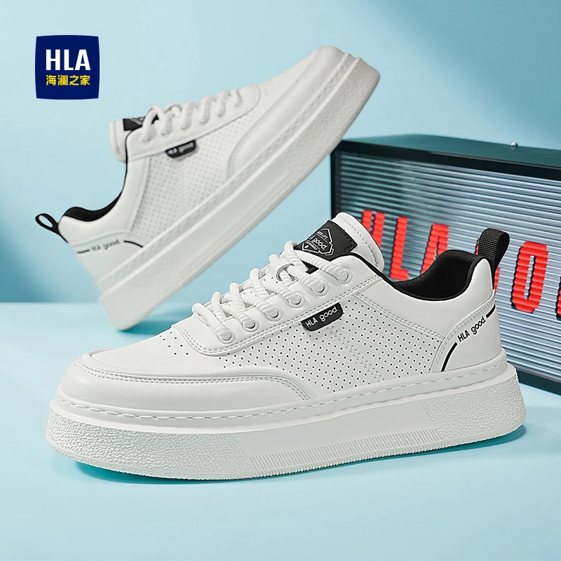 HLA/海澜之家男鞋新款夏季时尚厚底休闲鞋增高透气板鞋运动百搭男