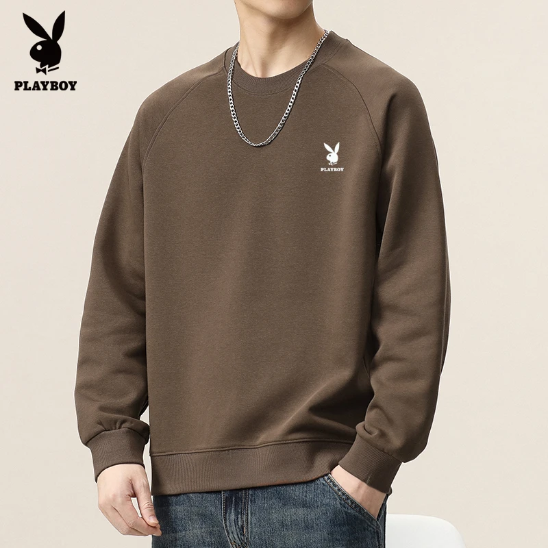 PLAYBOY/花花公子男青年简约纯色卫衣2025休闲宽松百搭秋冬男外套