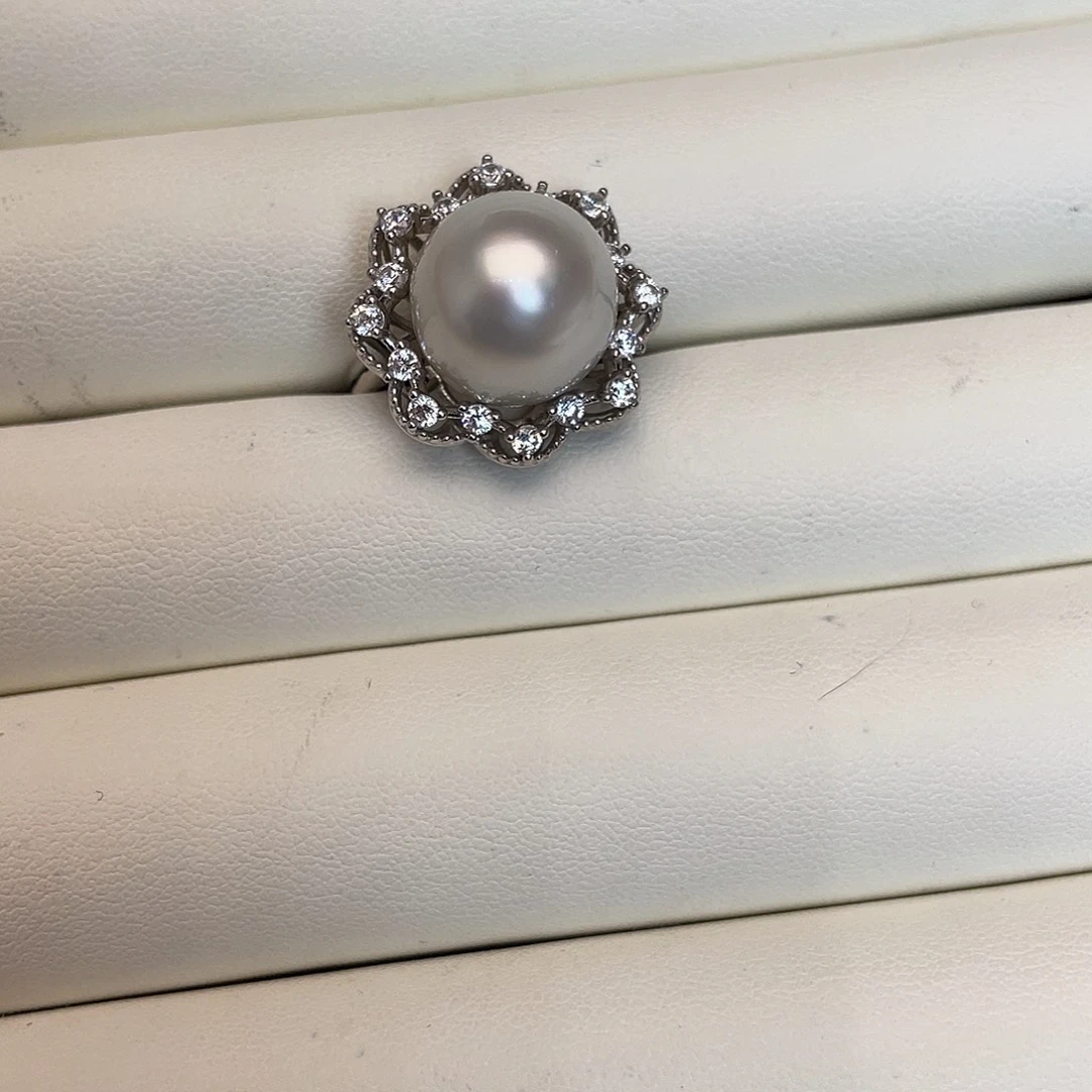 银S925镶嵌海水珍珠戒指