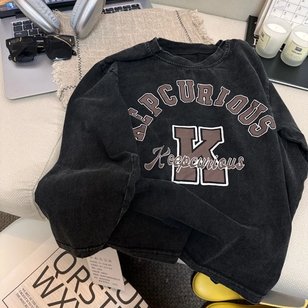 2927时尚潮款洋气流行春款男女童做旧卫衣