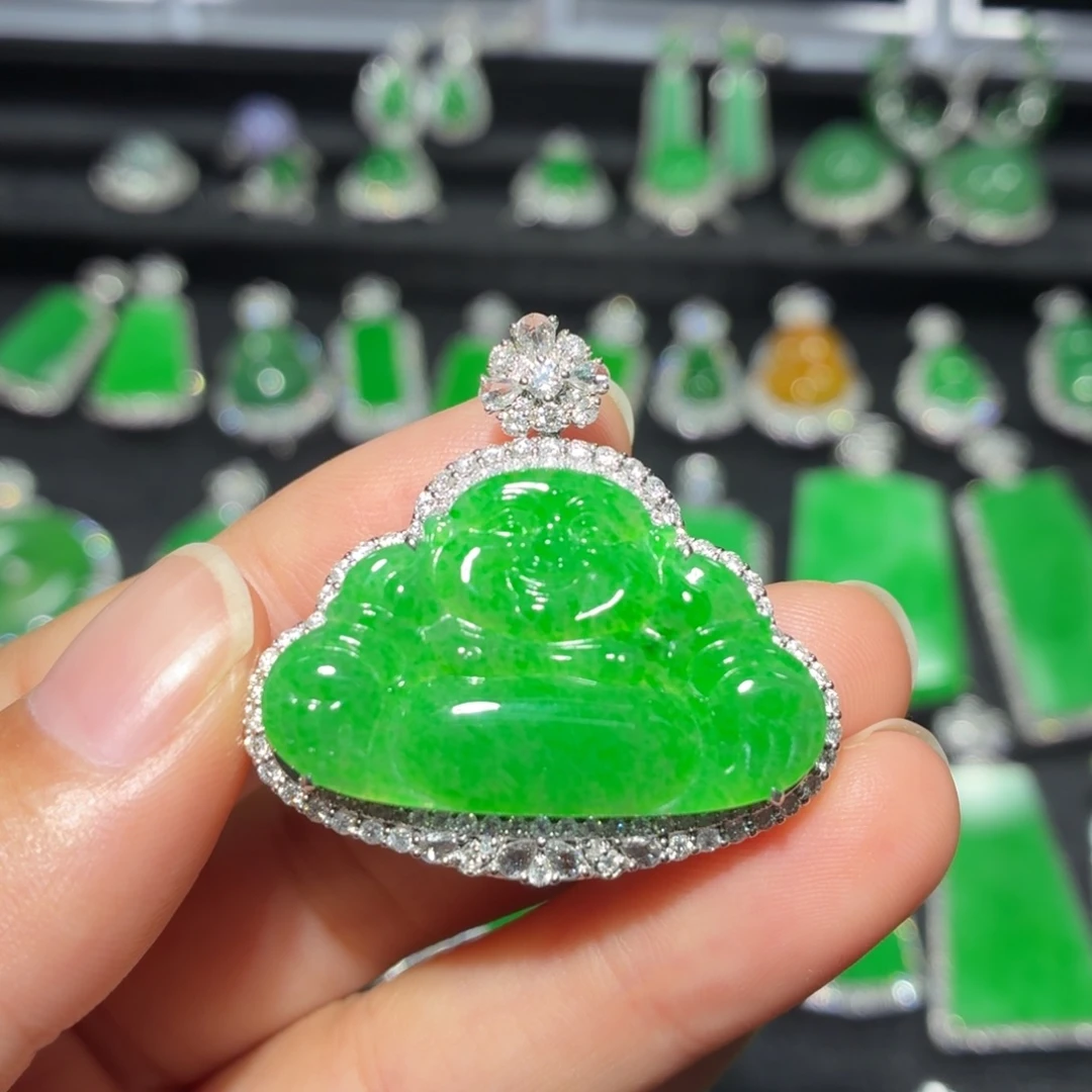 翡翠18K金镶嵌吊坠(不含链)138号