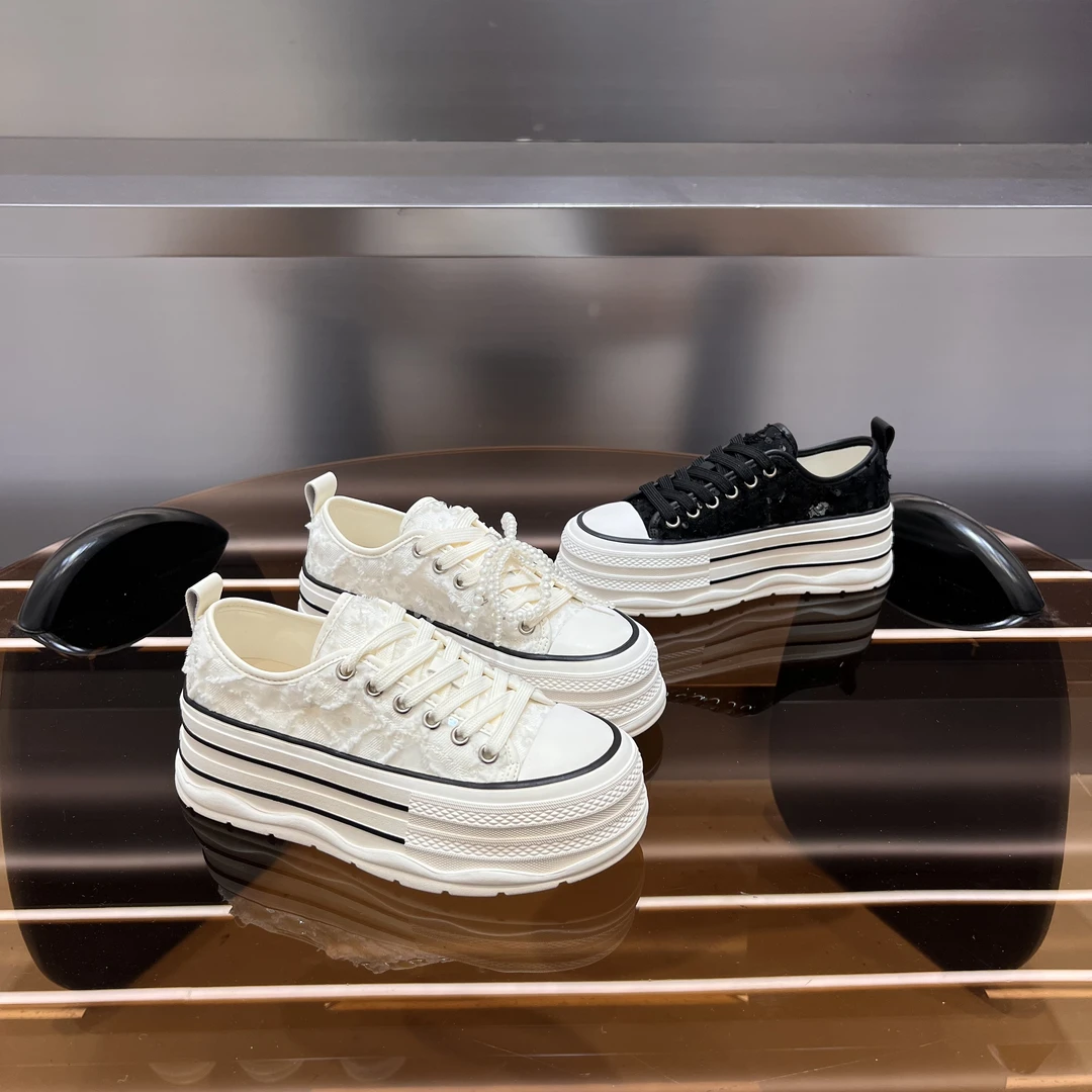 ll-gl百搭厚底增高松糕小白鞋女2025春季透气网面亮片休闲板鞋