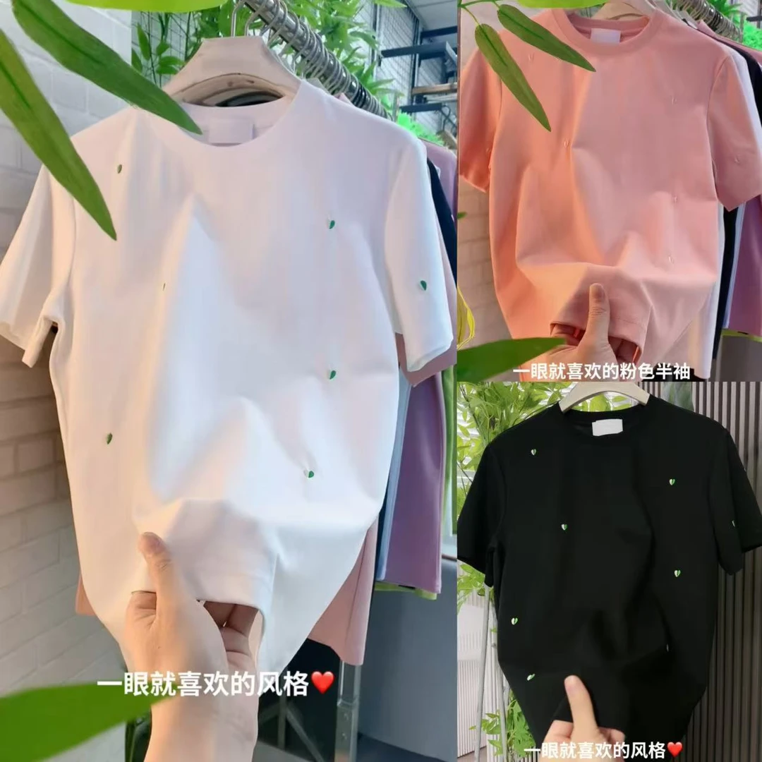 男士时尚简约刺绣爱心圆领半袖7758