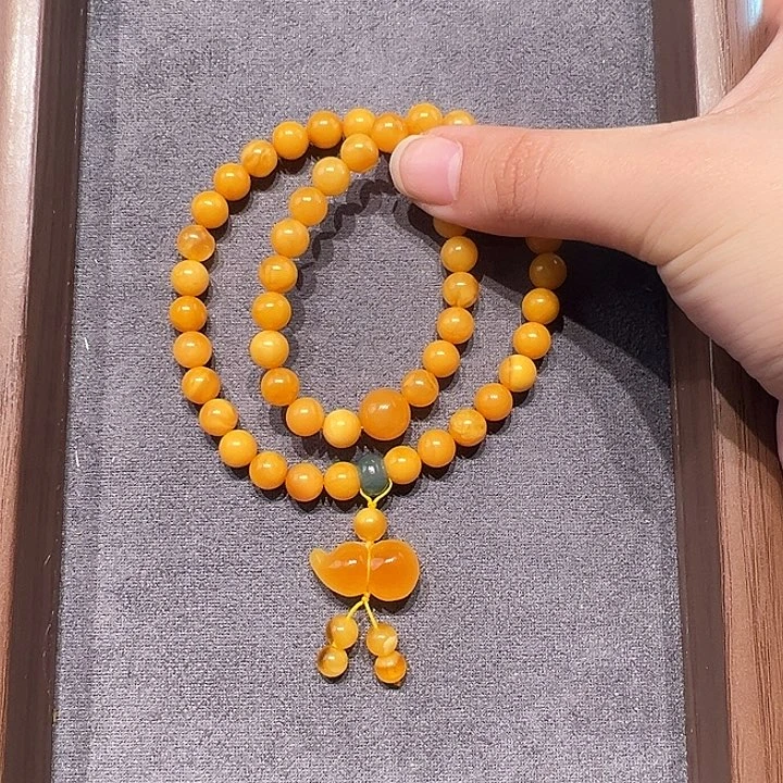 蜜蜡未镶嵌手串7.6mm蜜蜡手串