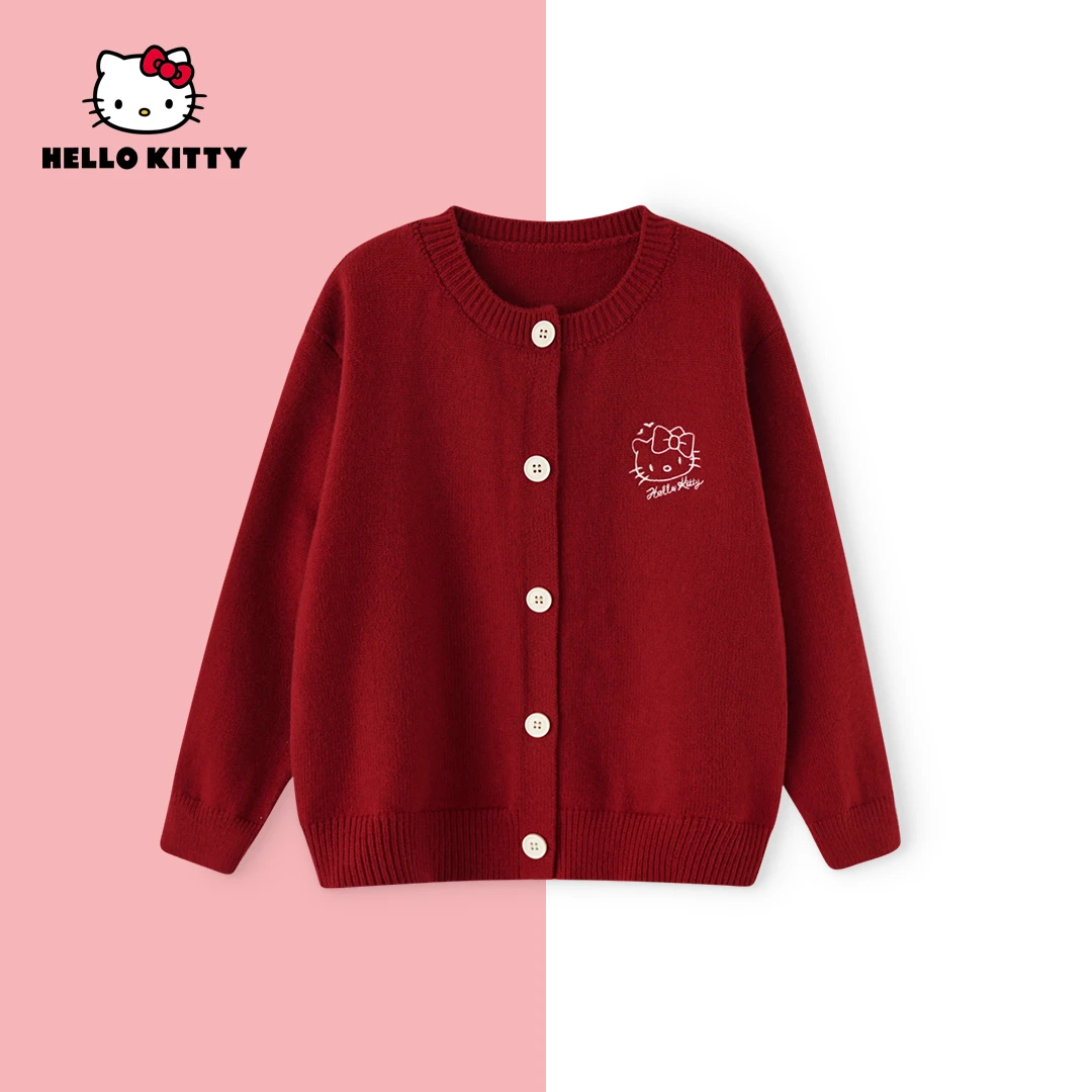 HelloKitty秋季新款女童简约休闲女宝可爱开衫毛衣AC5327MF412 KT