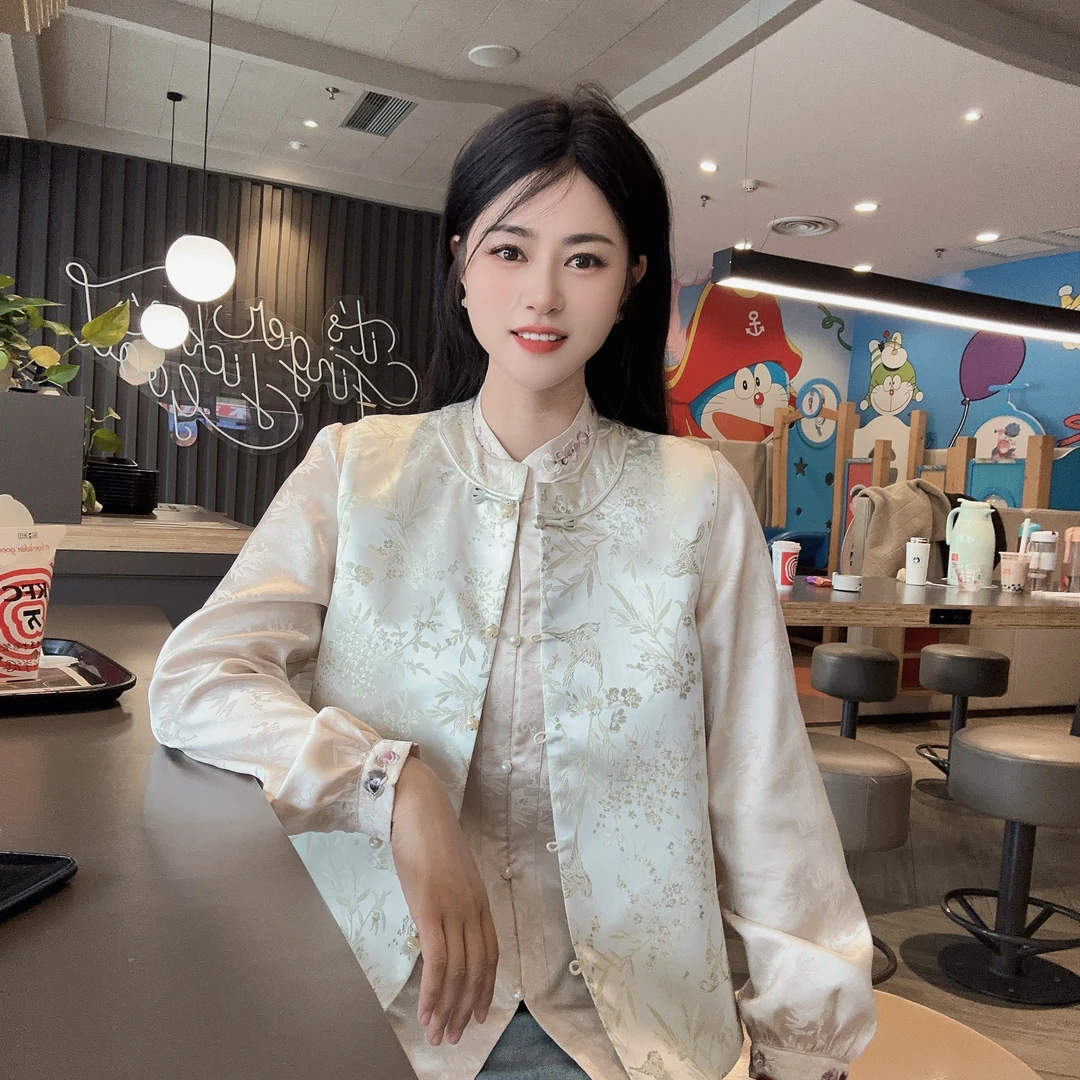 【鸟语花香】新中式织锦浮光时尚显瘦立领盘扣气质手工扣马甲