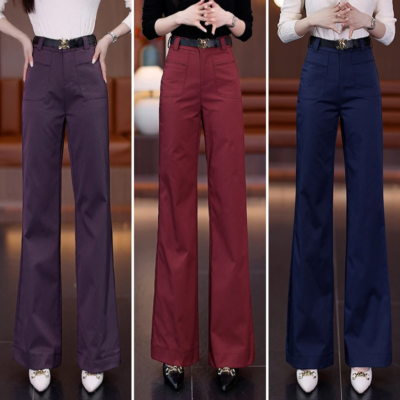 高级感裤子女2025新款爆款春秋微喇裤郑州女裤高端西装时尚阔腿裤