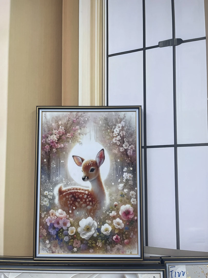 W9梅花鹿时尚轻奢装饰画餐厅客厅床头装饰画
