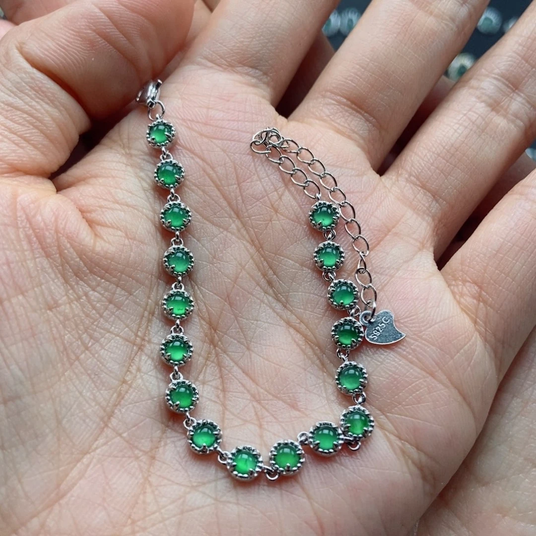 翡翠耳饰银S925镶嵌翡翠首饰