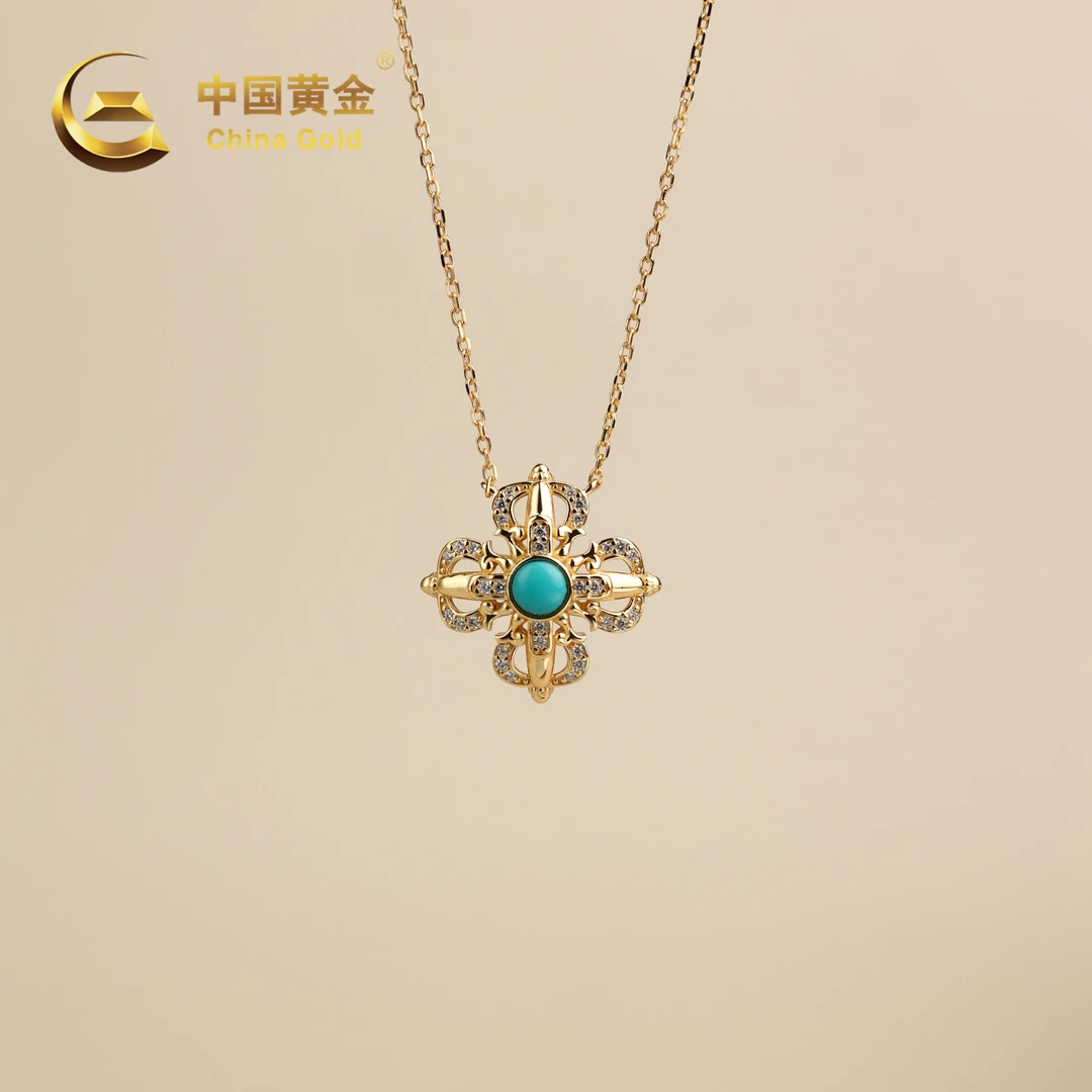 【中国黄金】绮滢 | 绿松*吊坠*S925银镶嵌-X2991-Y