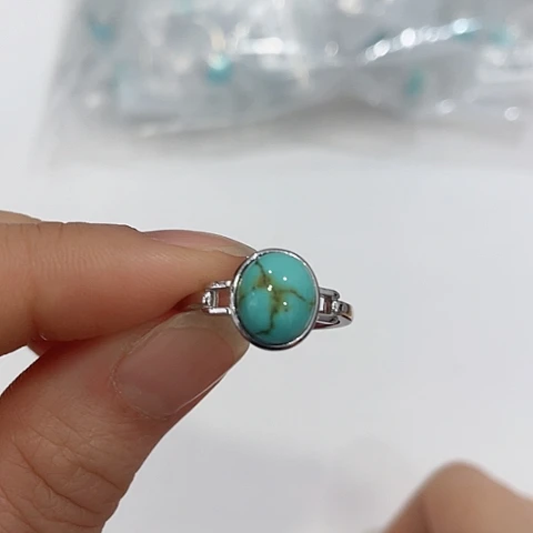 绿松石珠宝半成品银S925镶嵌