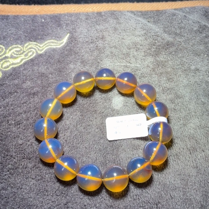 琥珀未镶嵌珠宝奇石14.5mm金蓝飘蜜（23.28克