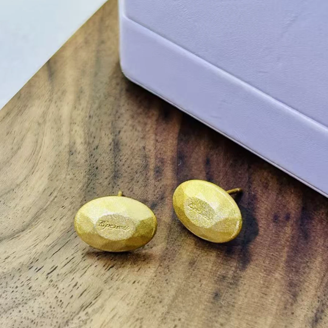 合金耳饰 孤品！招财原创设计耳钉彩色轻奢气质素款简约