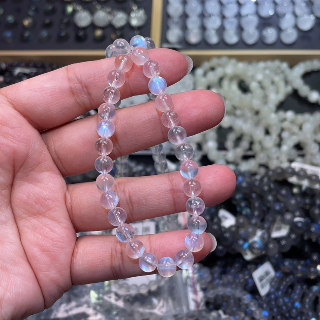 月光石手链未镶嵌W****g蓝月光手链6mm+