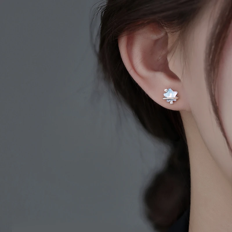 925银耳饰 999纯银环绕星星耳钉女2025新款爆款夏季小众精致耳饰