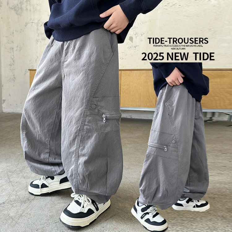 裤子休闲春秋纯色男童中大童