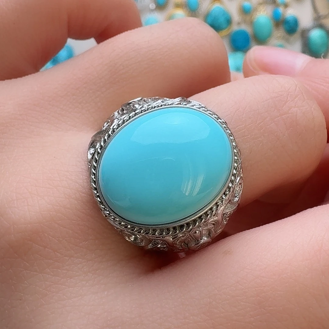 绿松石珠宝奇石银S925镶嵌