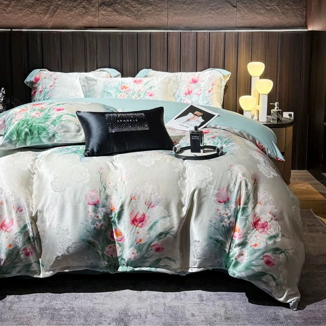 【张董专属】家用高端贡缎提花工艺定制水氧棉郁金香四件套-BYL