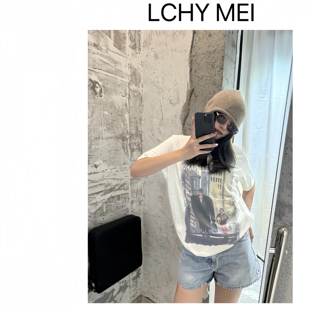 LCHY MEI 小众设计感印花T恤
