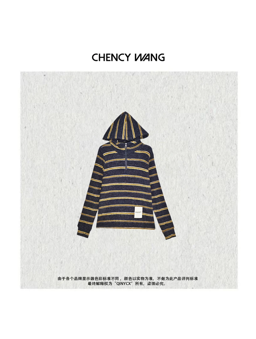 『CHENCY WANG』橘子软糖 早秋设计感连帽长袖上衣