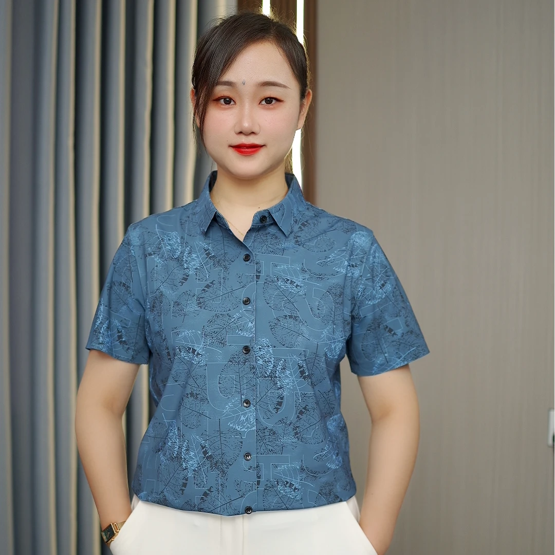 【桑蚕丝】夏季男士新款【树叶花】衬衫短袖商务潮流高端时尚