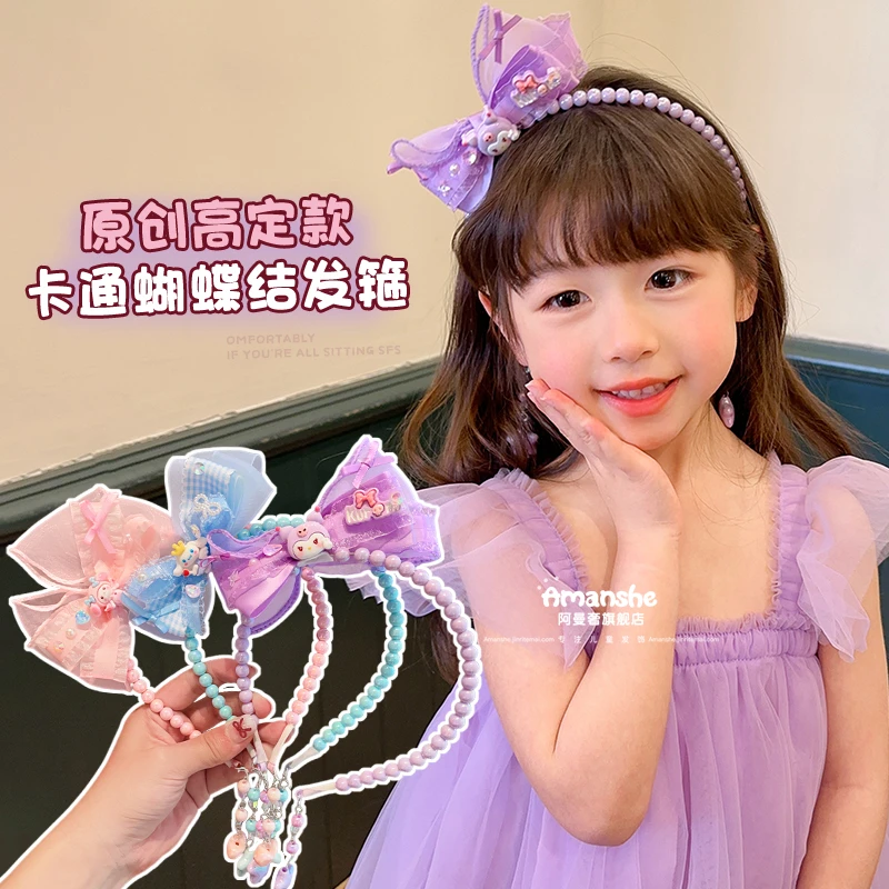 儿童多巴胺豆豆发箍可爱三丽蝴蝶结流苏头饰女孩卡通甜美女童发饰