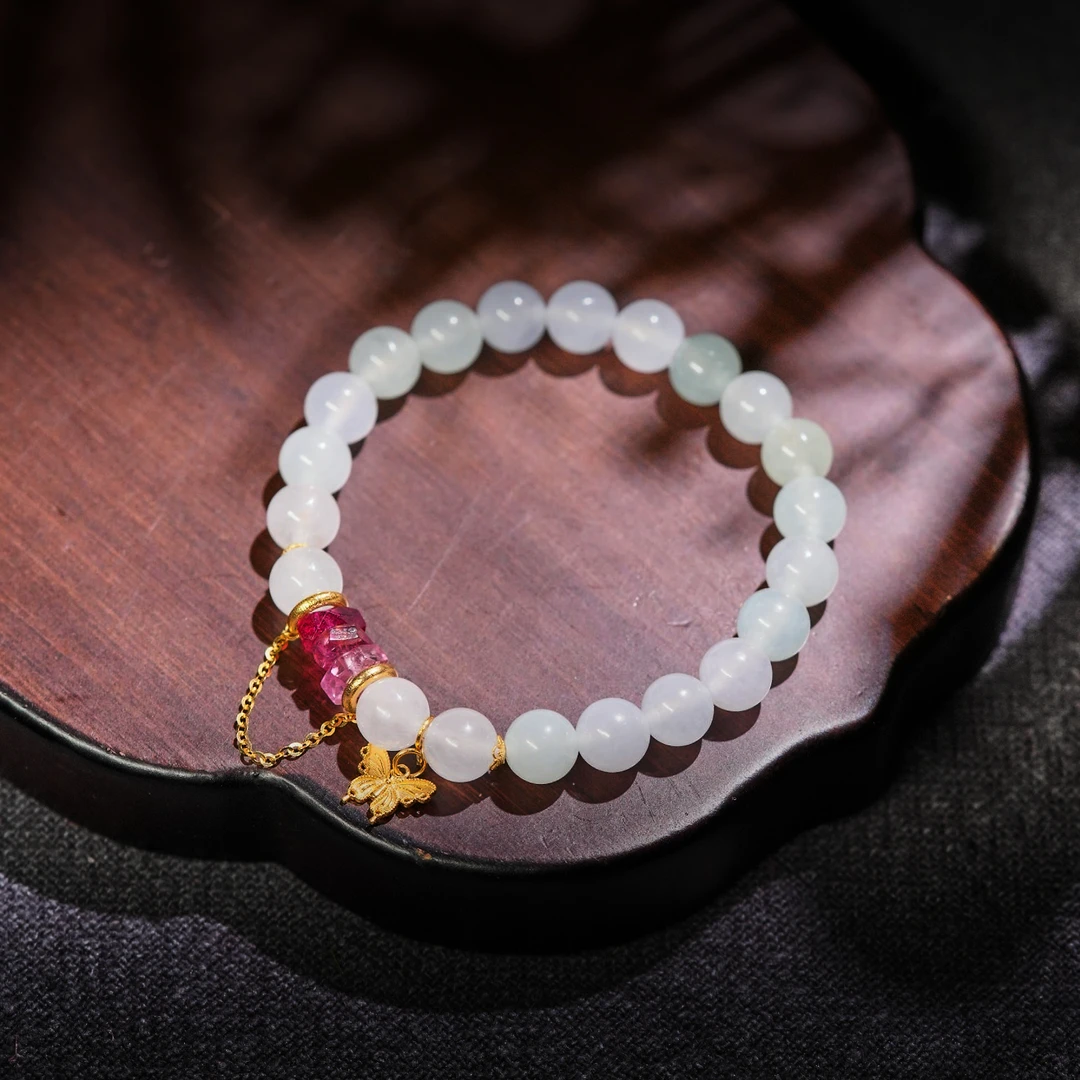 翠冰·典藏级翡翠18K金手串AS1258珠径约7-8mm