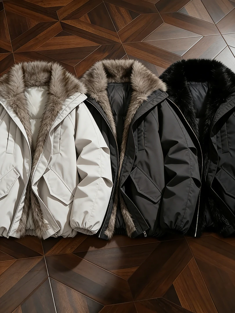 【座山雕羽绒服】白鸭绒冬季宽松蓬松保暖+加绒弯刀休闲西裤套装