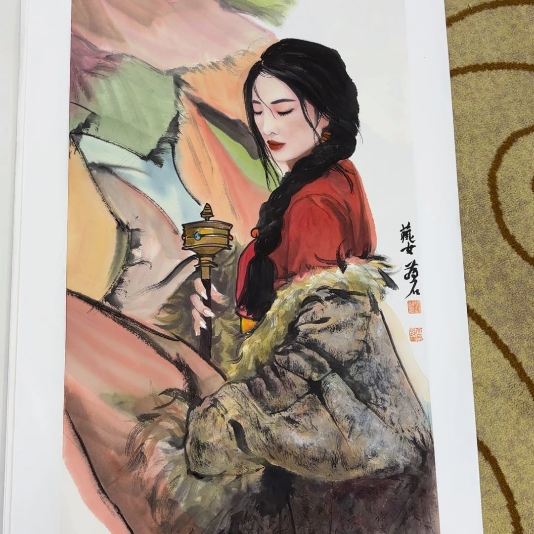 国画梅**庐张越三尺人物