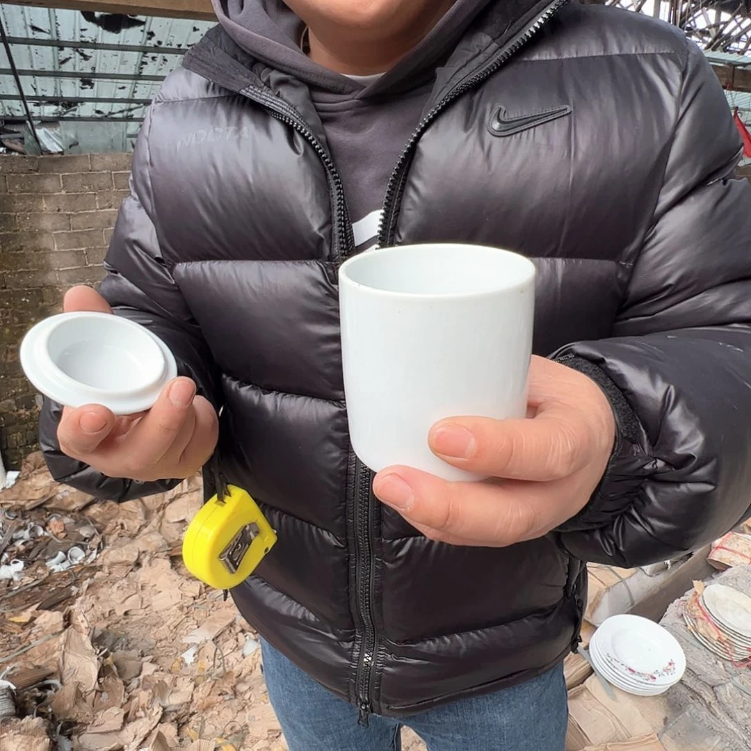 瓷景德镇高温陶瓷老白胎带盖罐2支