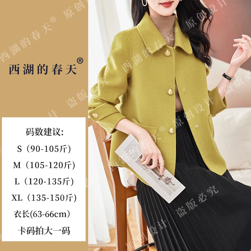 2024年秋冬加厚毛呢高档显瘦气质呢绒翻领大衣女H352310