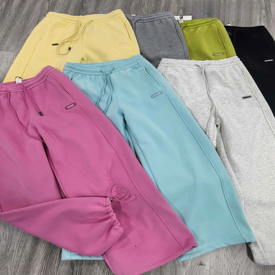 娜姐家-糖果色系加绒加厚，高腰宽松直筒抽绳