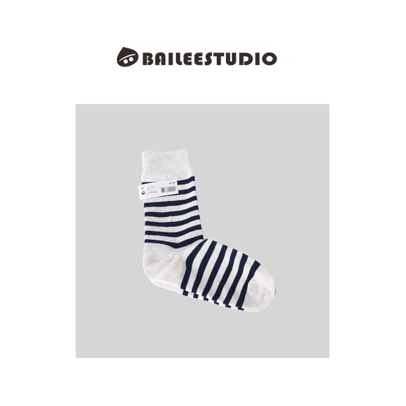 【柏栗良品】日系简约质感中筒条纹袜中筒袜DAF01A2S-2